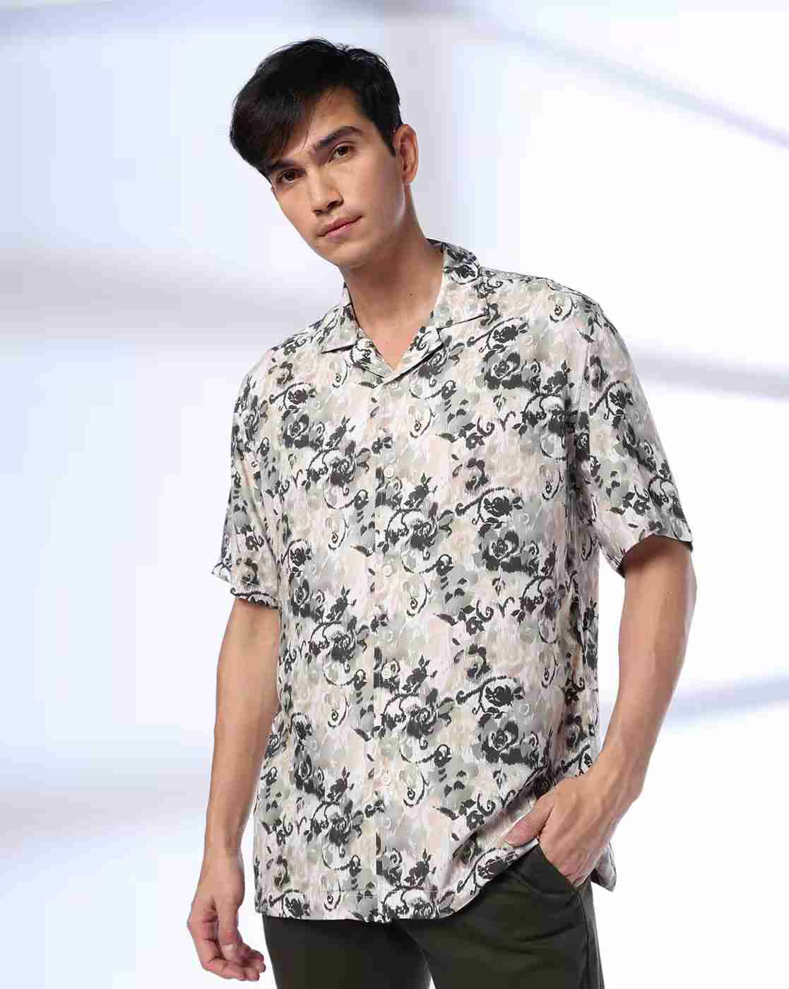 John Players | Men Floral Print Relaxed Fit Shirt|0
