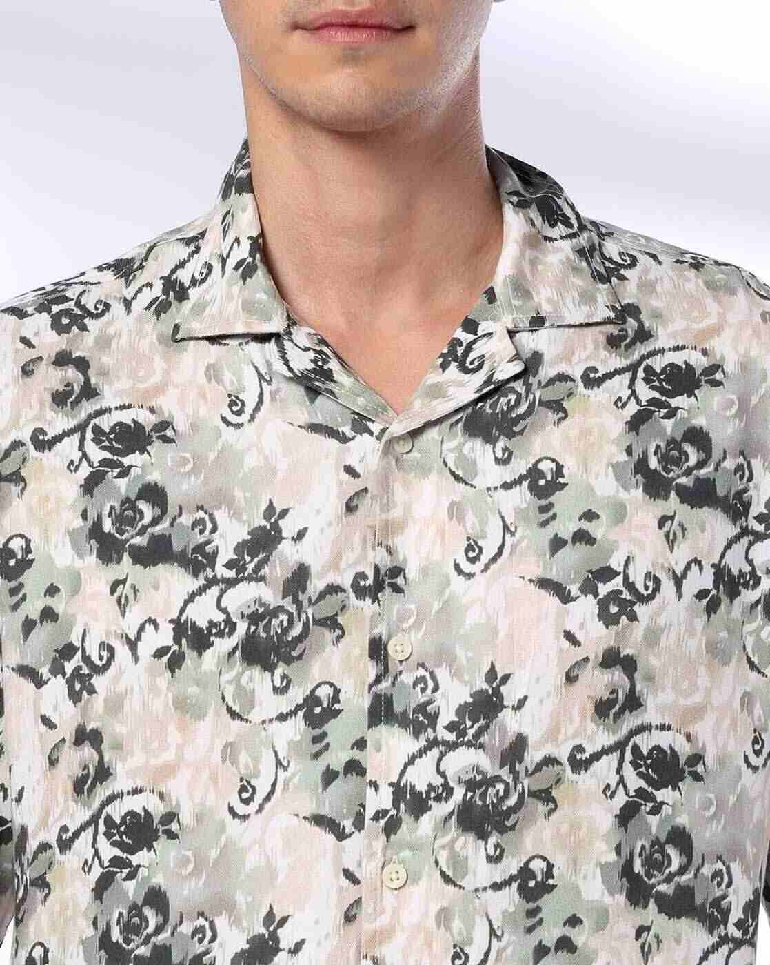 John Players | Men Floral Print Relaxed Fit Shirt|3