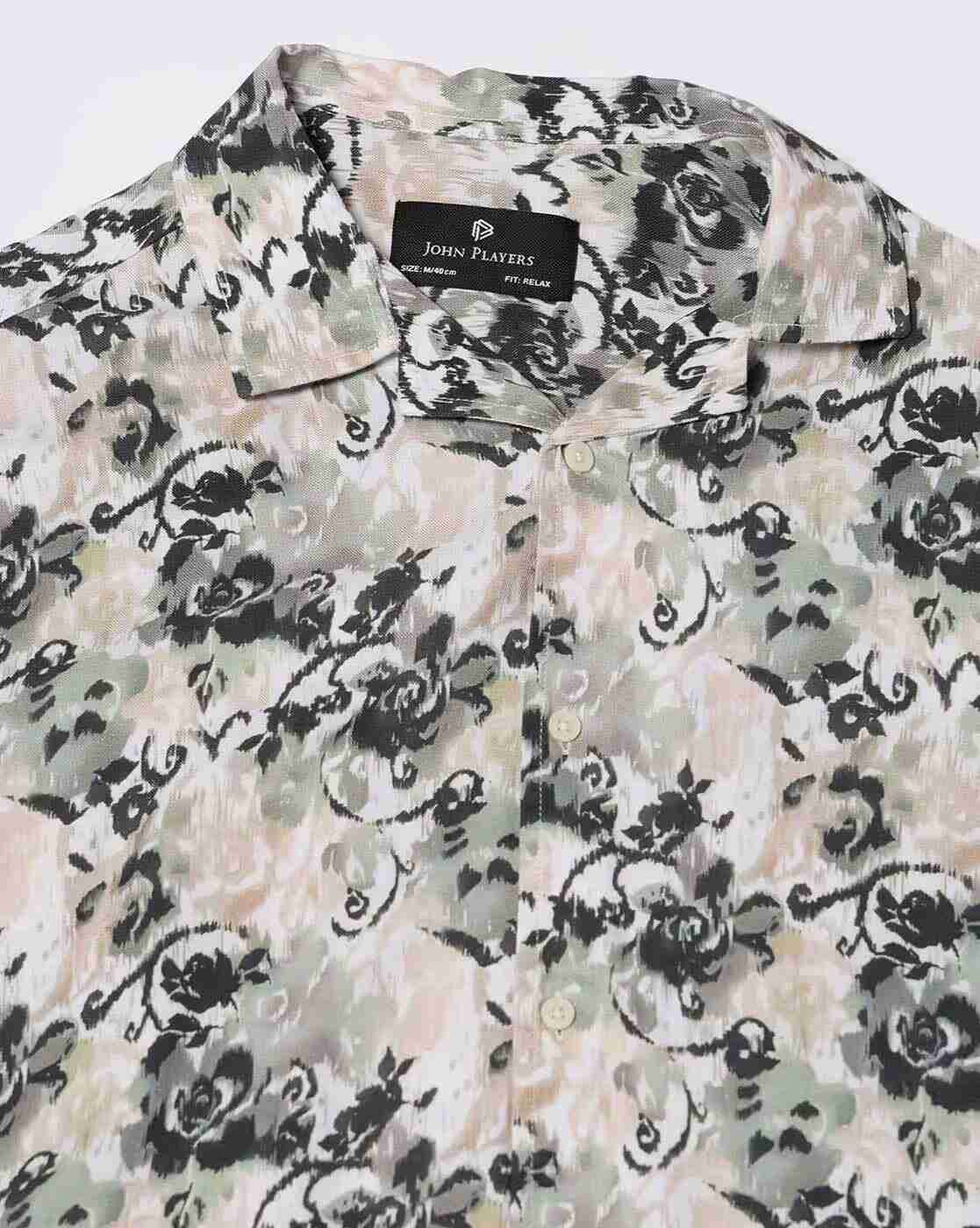 John Players | Men Floral Print Relaxed Fit Shirt|4