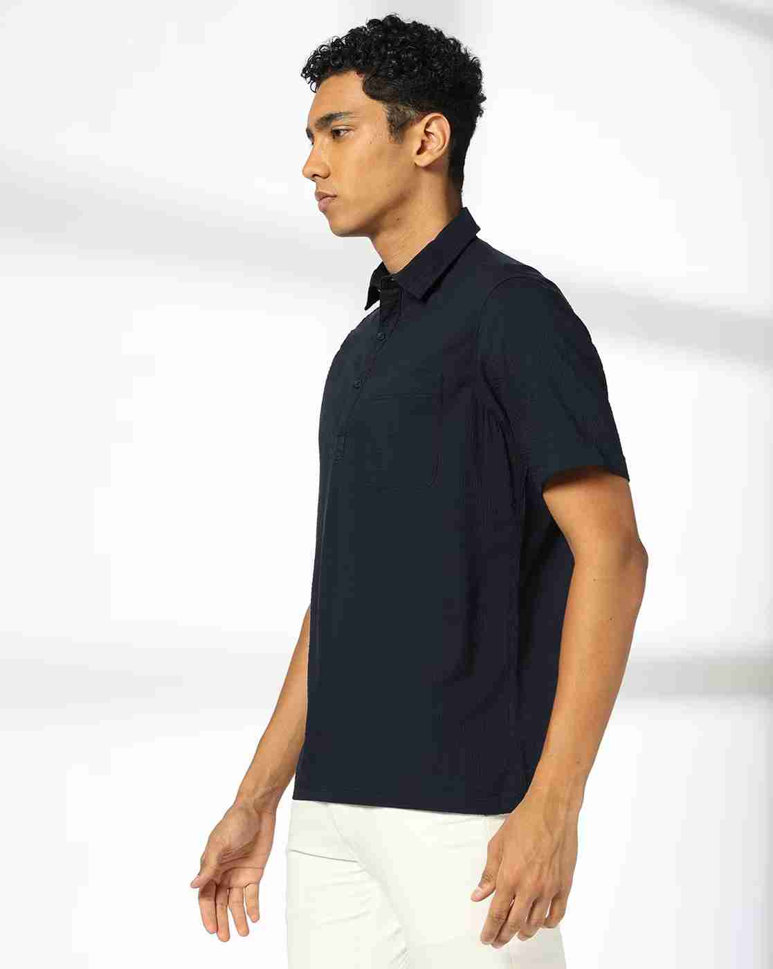 JOHN PLAYERS | Men Slim Fit Shirt with Spread Collar