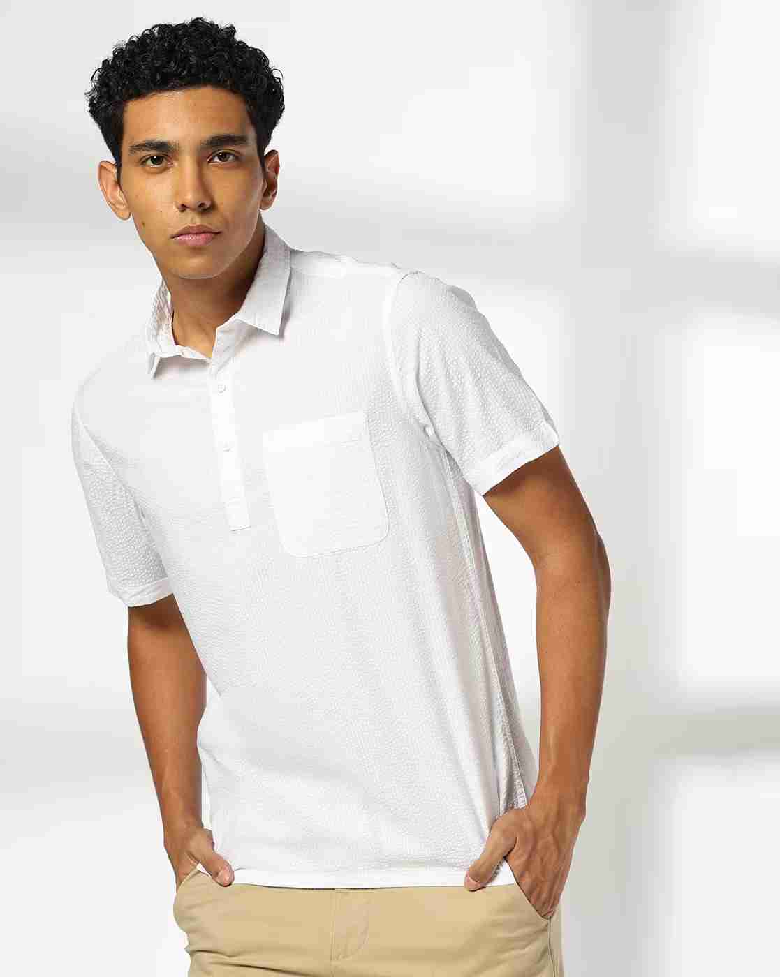 Men Striped Slim Fit Shirt with Spread Collar