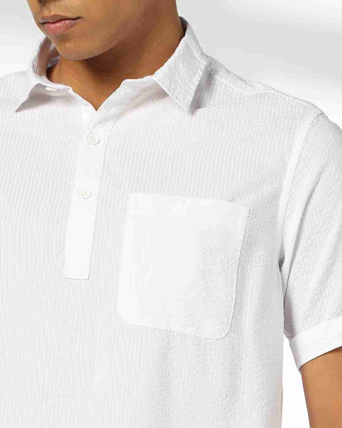 John Players | Men Striped Slim Fit Shirt with Spread Collar|4