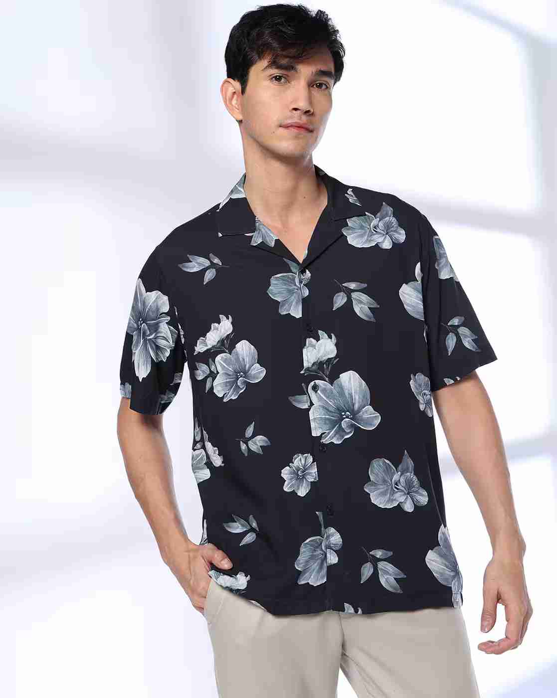 John Players | Men Floral Relaxed Fit Resort Shirt|0