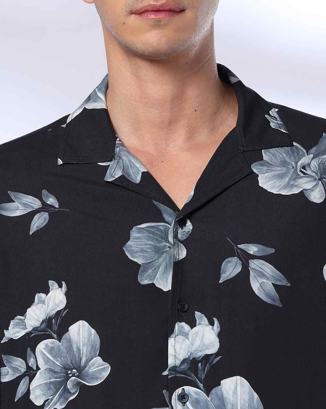 John Players | Men Floral Relaxed Fit Resort Shirt|3