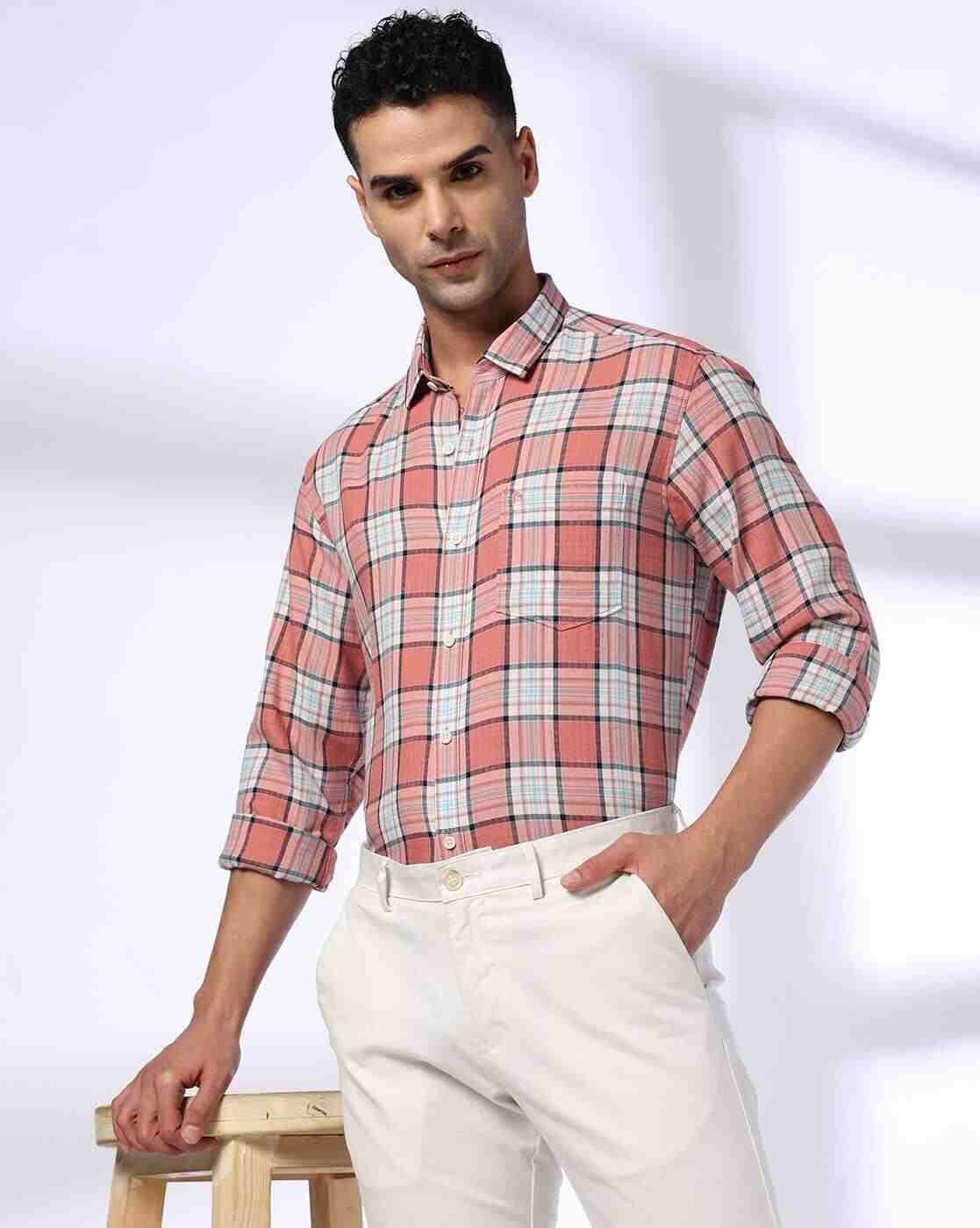 John Players | Men Plaid Check Slim Fit Shirt|0