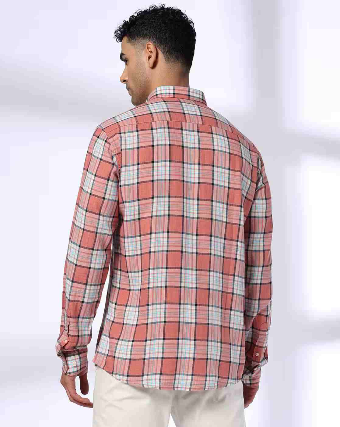 John Players | Men Plaid Check Slim Fit Shirt|2