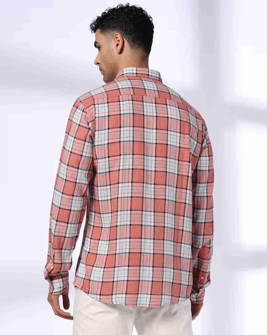JOHN PLAYERS | Men Plaid Check Slim Fit Shirt|2