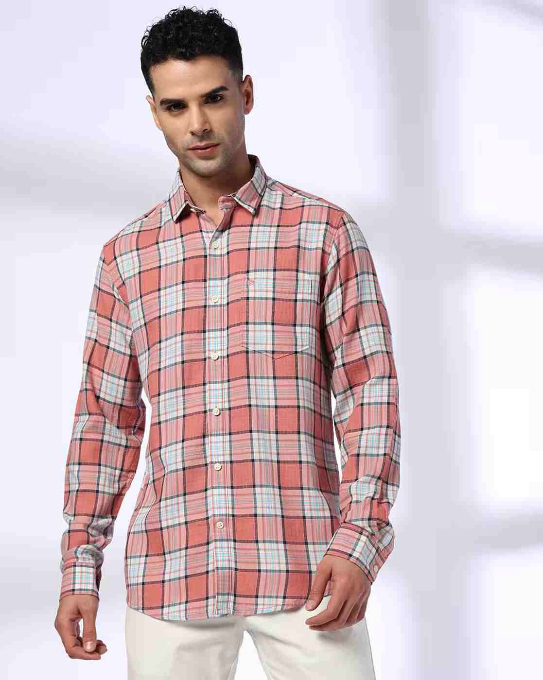 John Players | Men Plaid Check Slim Fit Shirt|3