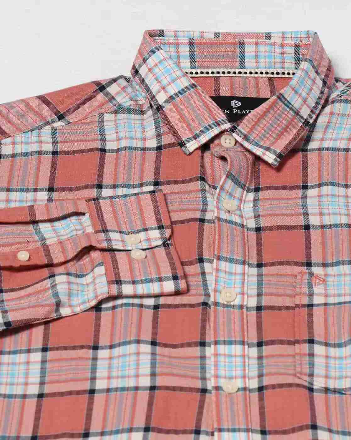 JOHN PLAYERS | Men Plaid Check Slim Fit Shirt|5