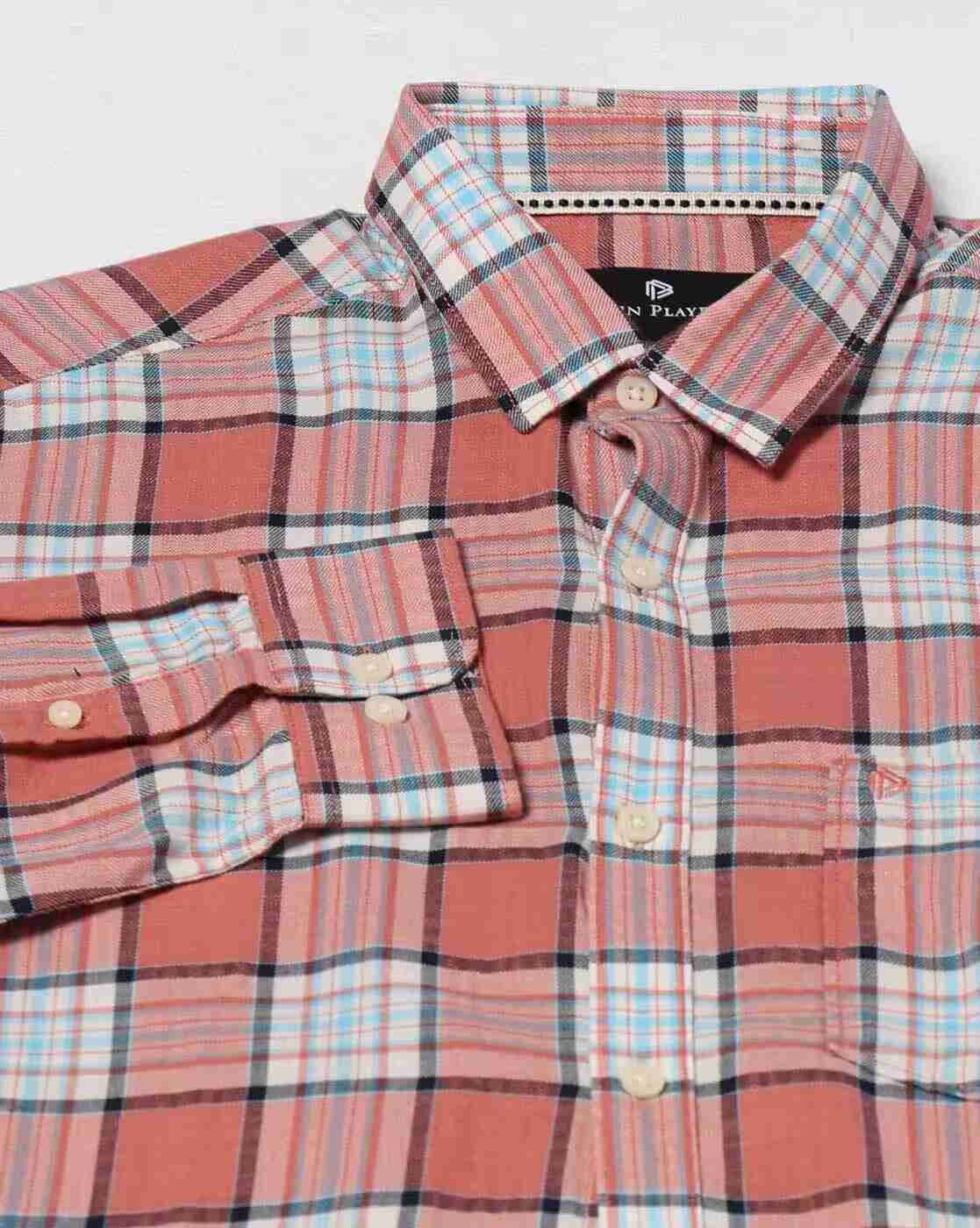 John Players | Men Plaid Check Slim Fit Shirt|5