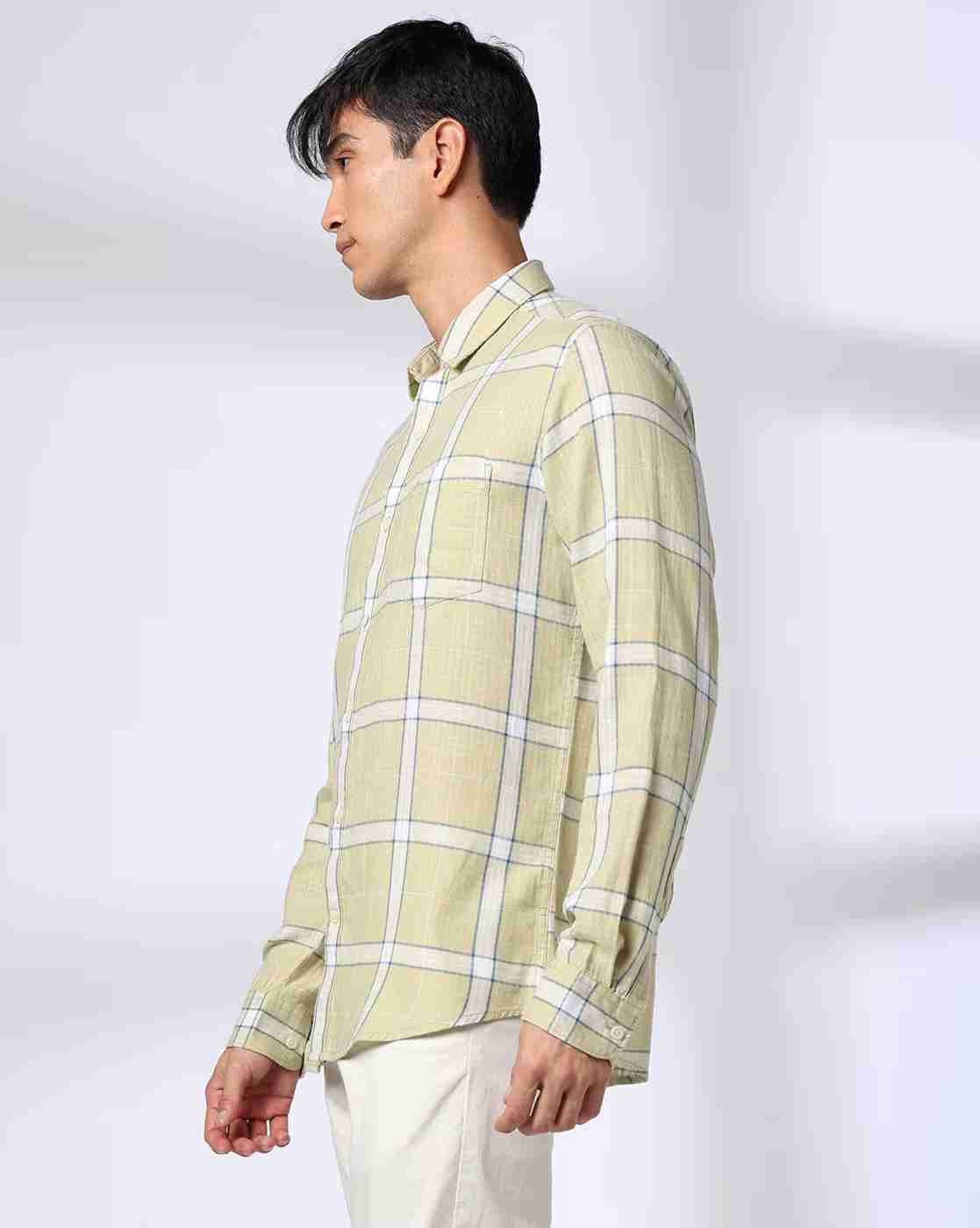John Players | Men Plaid Check Slim Fit Shirt|1