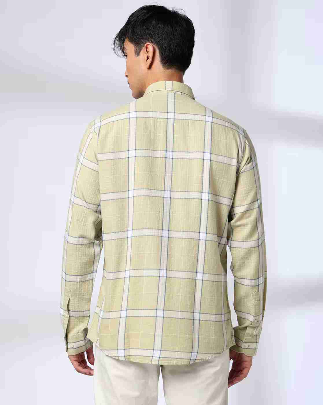 John Players | Men Plaid Check Slim Fit Shirt|2