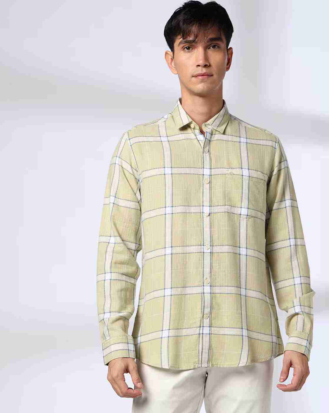 John Players | Men Plaid Check Slim Fit Shirt|3