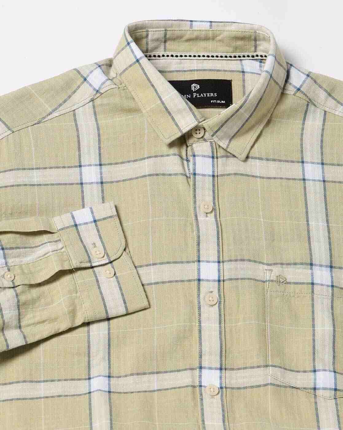 John Players | Men Plaid Check Slim Fit Shirt|5