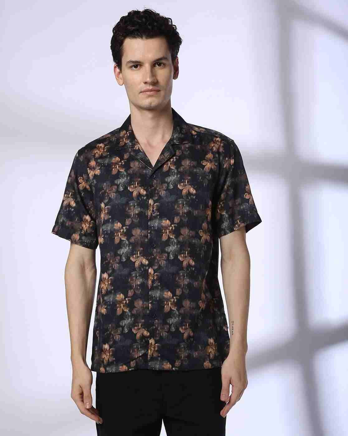 John Players | Men Floral Print Relaxed Fit Shirt|3