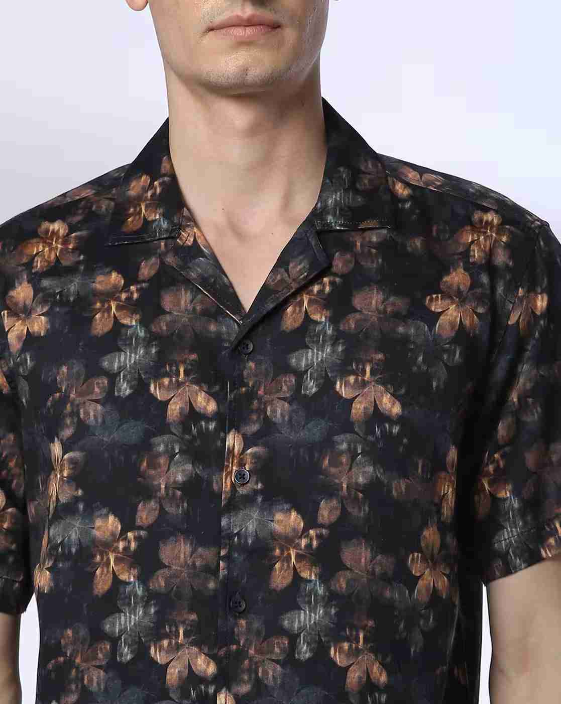John Players | Men Floral Print Relaxed Fit Shirt|4