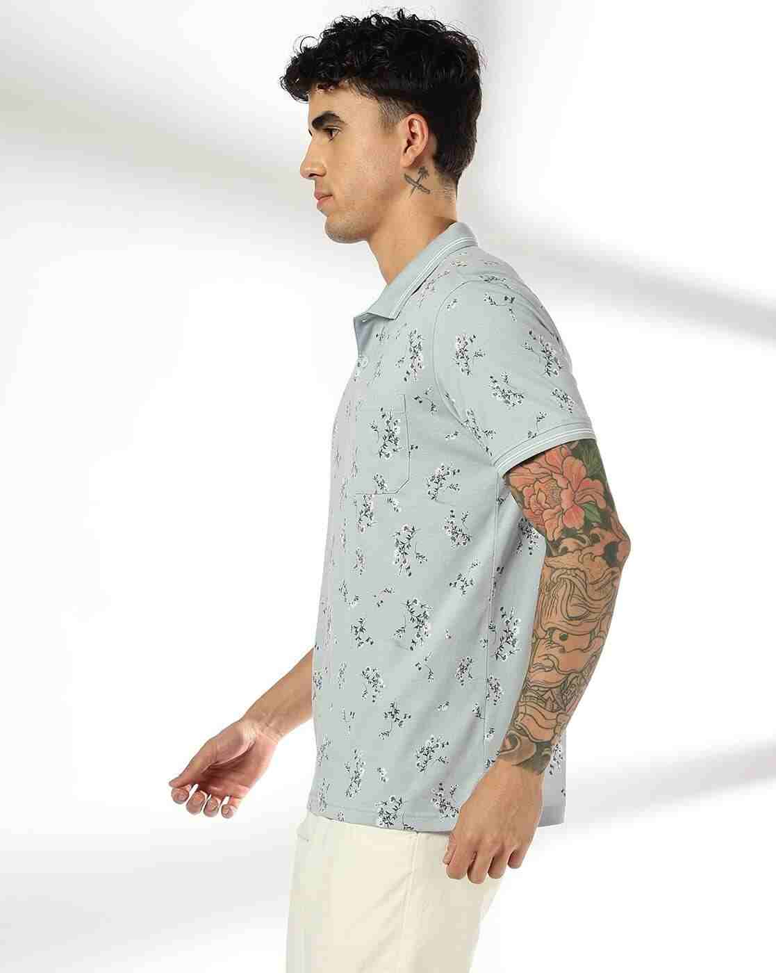 JOHN PLAYERS | Men Floral Print Slim Fit Polo T-Shirt|1