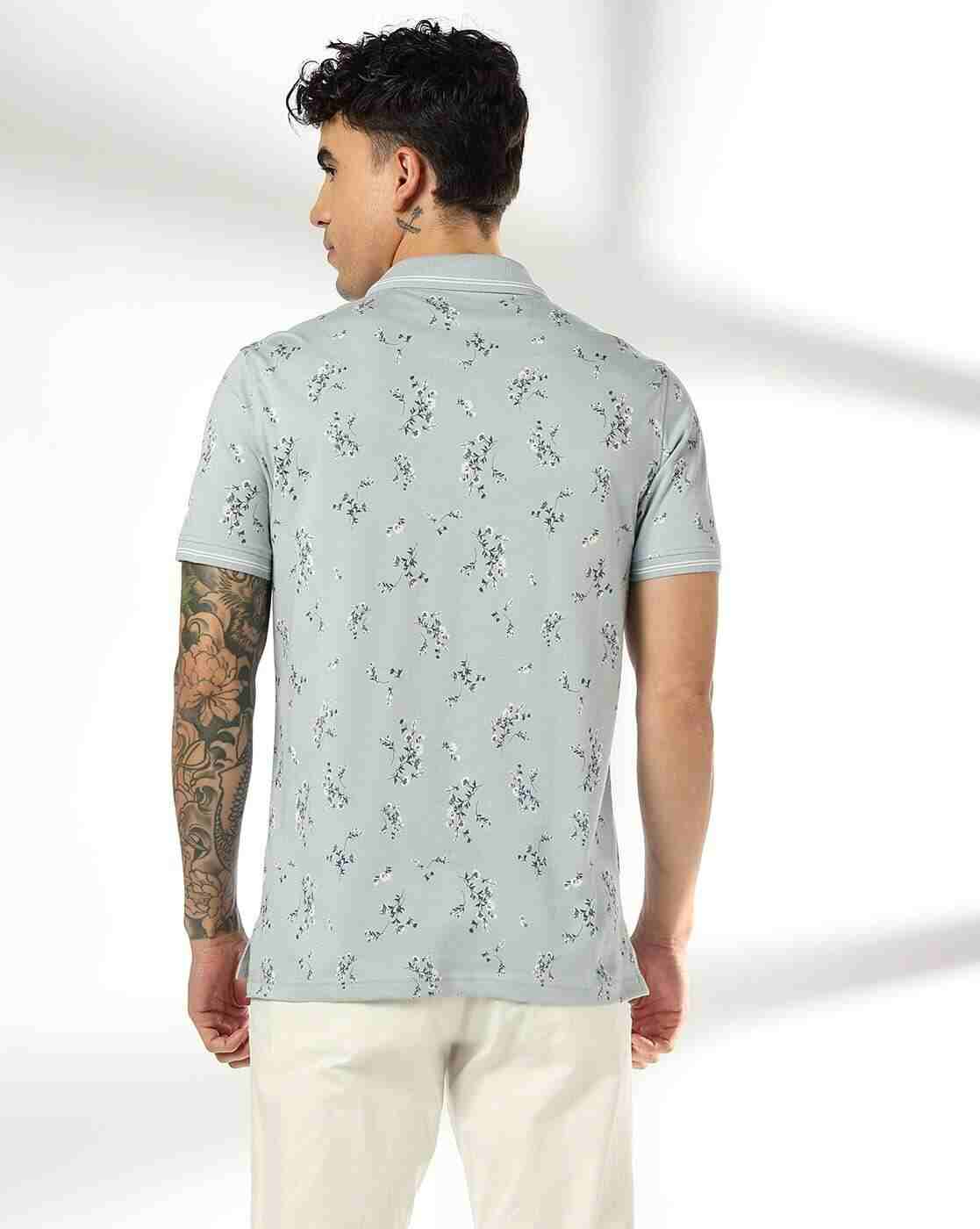 JOHN PLAYERS | Men Floral Print Slim Fit Polo T-Shirt|2