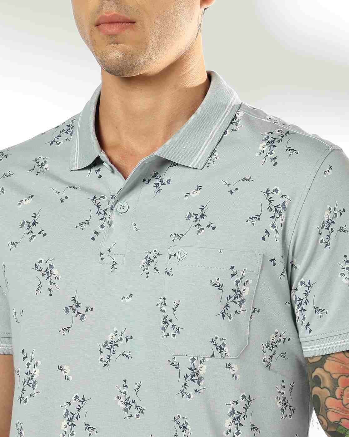 JOHN PLAYERS | Men Floral Print Slim Fit Polo T-Shirt|4