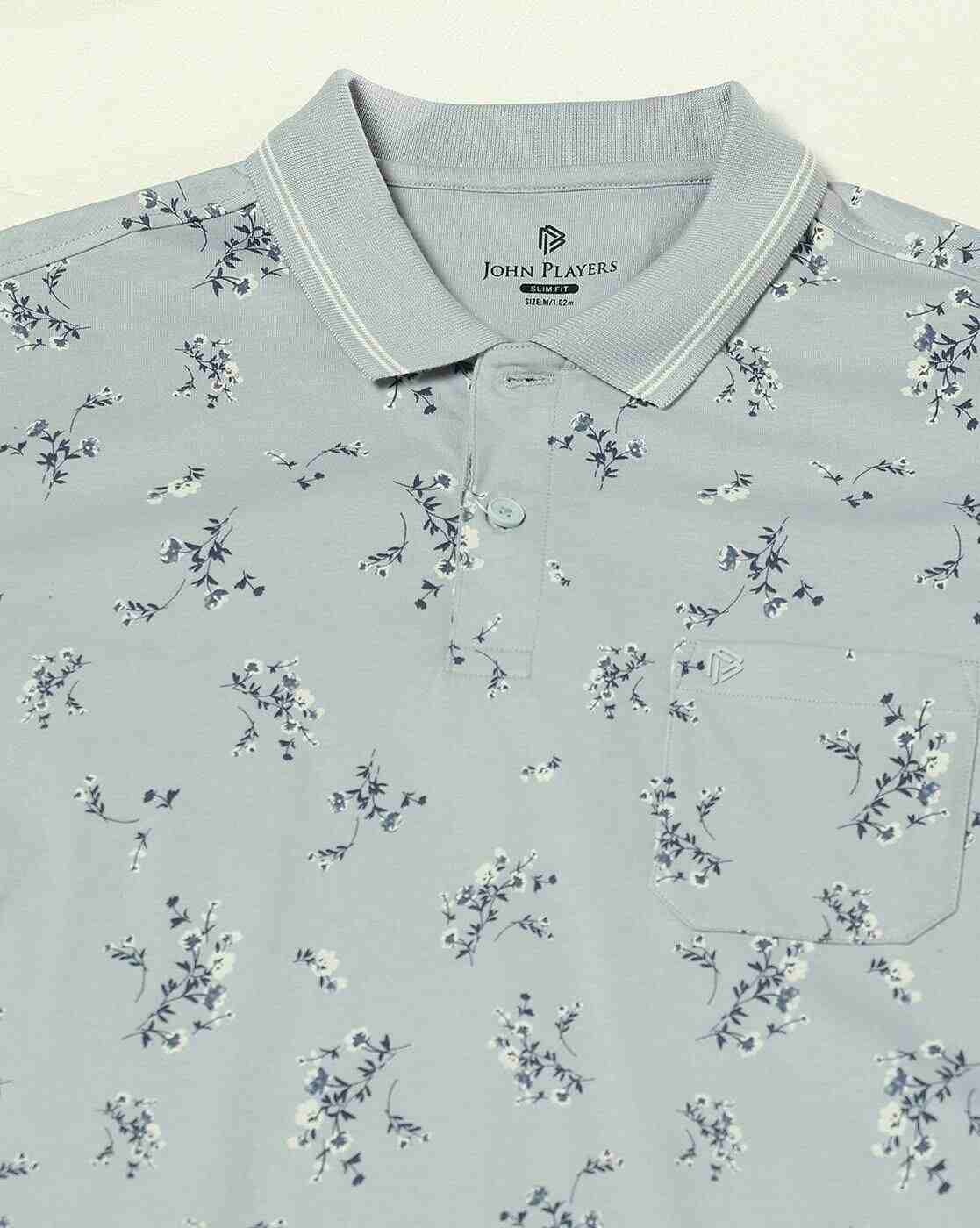 JOHN PLAYERS | Men Floral Print Slim Fit Polo T-Shirt|5