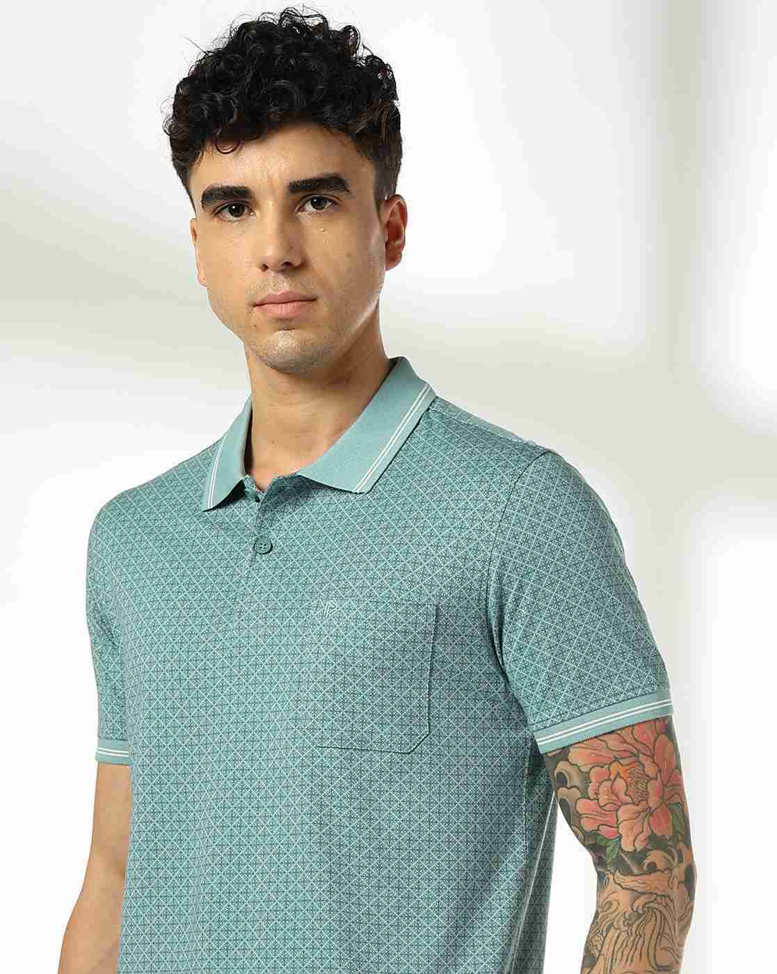 JOHN PLAYERS | Men Geometric Print Slim Fit Polo T-Shirt|3