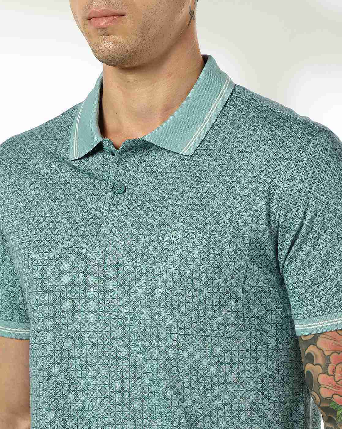 JOHN PLAYERS | Men Geometric Print Slim Fit Polo T-Shirt|4