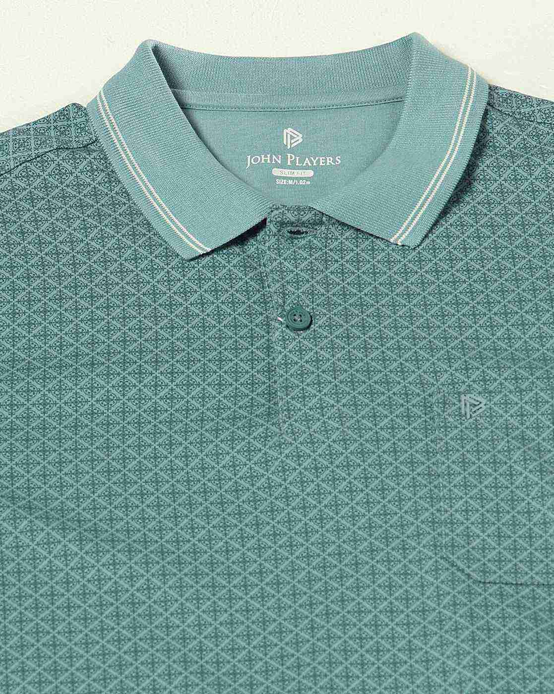 JOHN PLAYERS | Men Geometric Print Slim Fit Polo T-Shirt|5