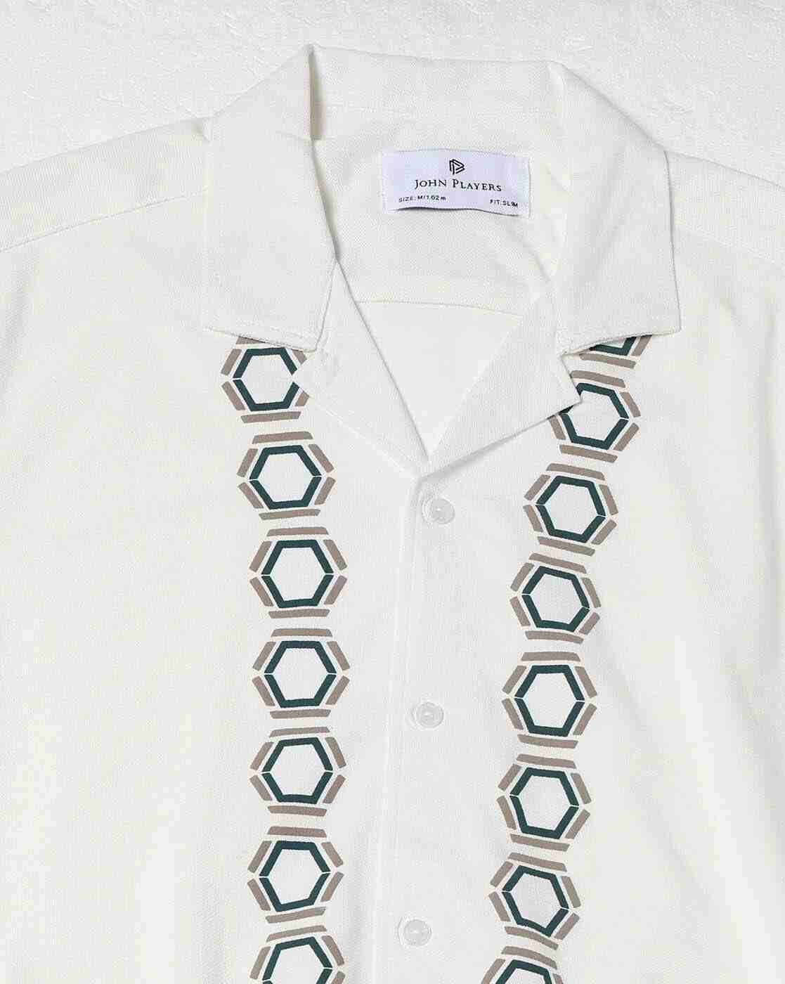 JOHN PLAYERS | Men Geometric Print Slim Fit Shirt|5