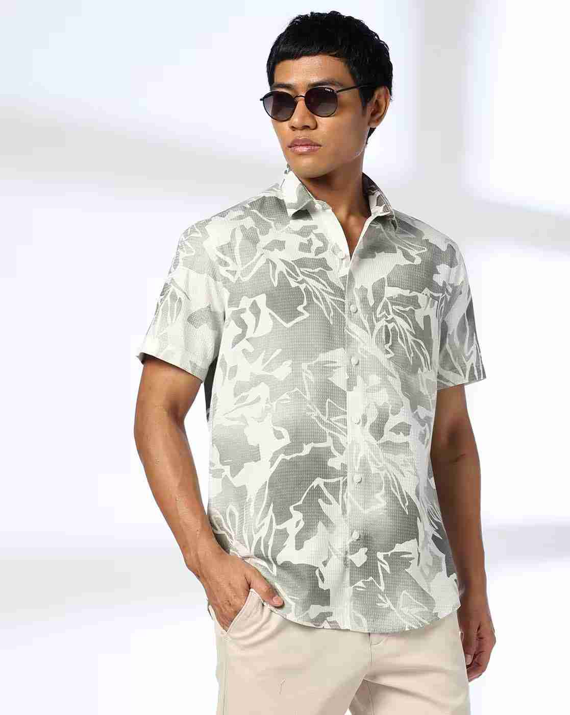 JOHN PLAYERS | Men Printed Slim Fit Shirt with Patch Pocket|0