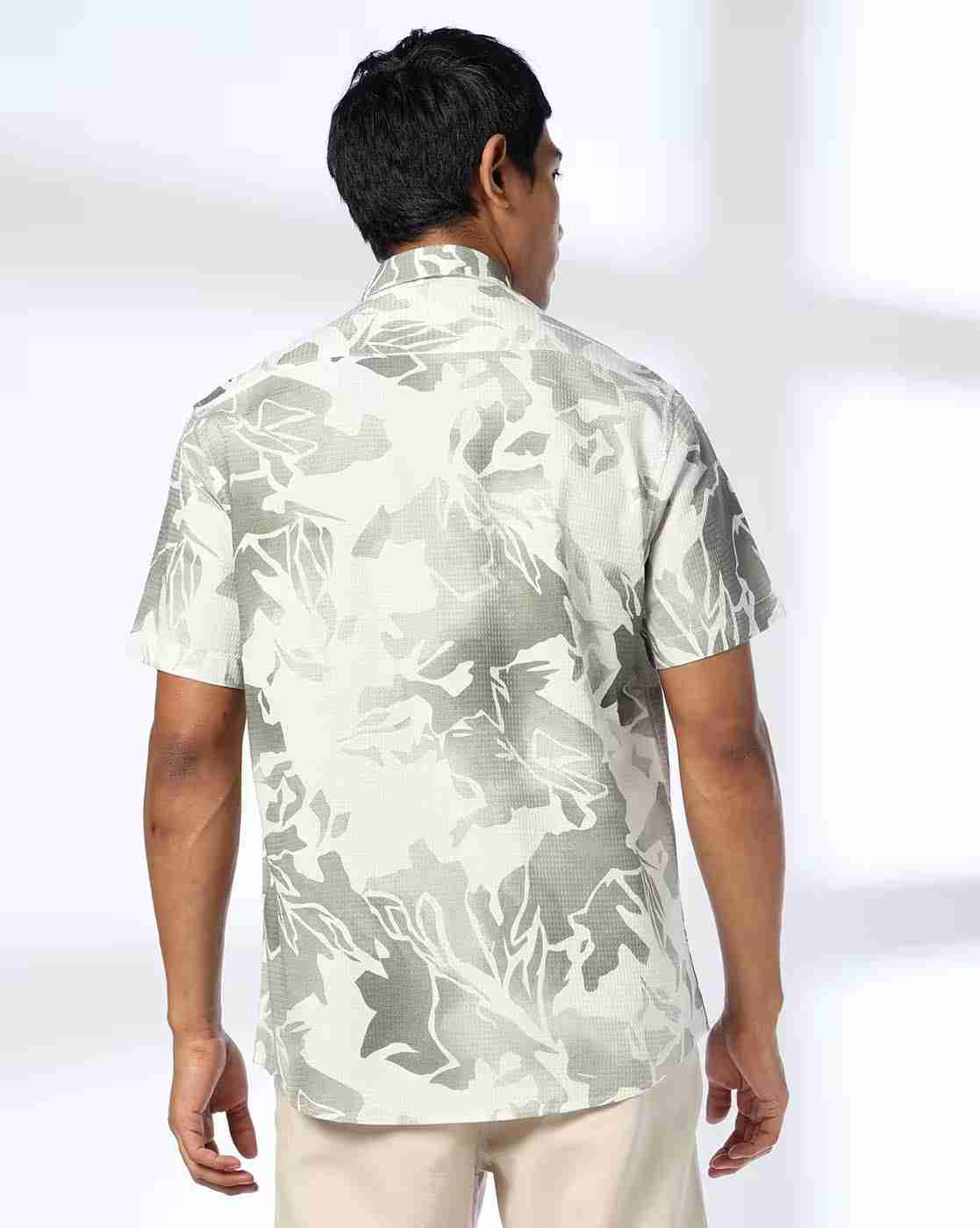 JOHN PLAYERS | Men Printed Slim Fit Shirt with Patch Pocket|2