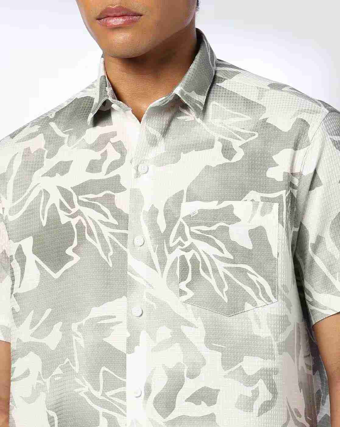 JOHN PLAYERS | Men Printed Slim Fit Shirt with Patch Pocket|4