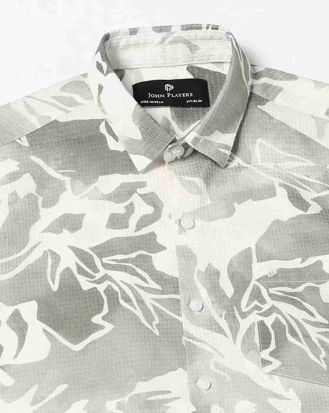JOHN PLAYERS | Men Printed Slim Fit Shirt with Patch Pocket|5