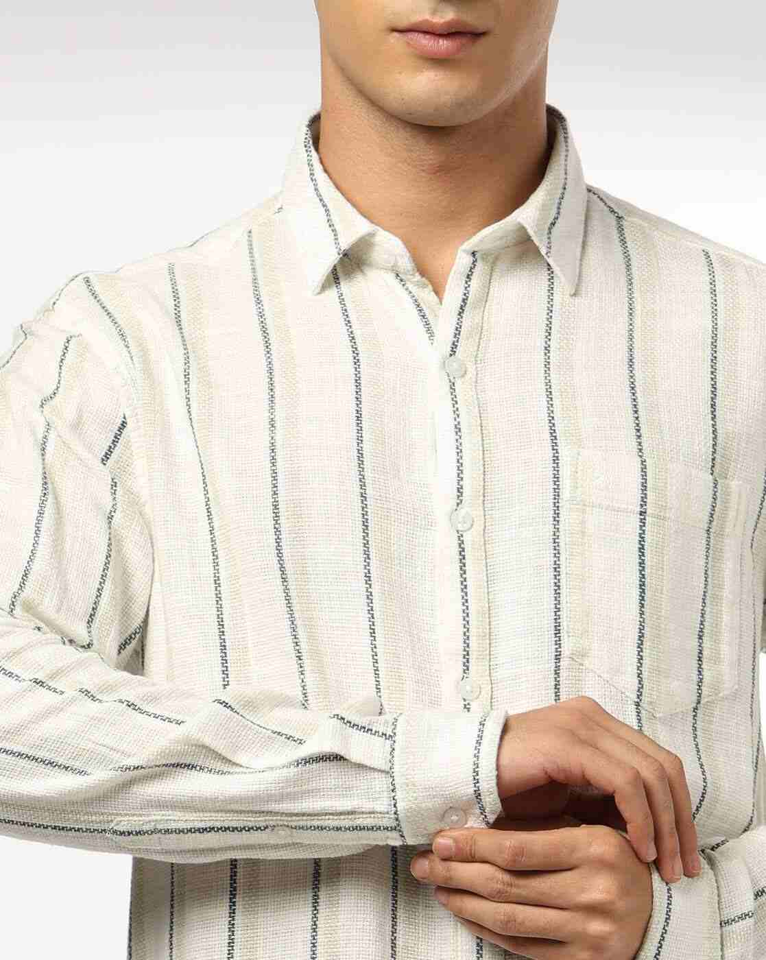 JOHN PLAYERS | Men Striped Slim Fit Shirt with Patch Pocket|4