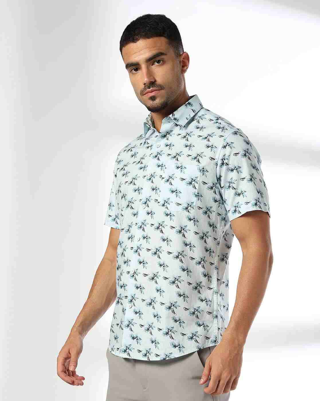John Players | Men Floral Print Slim Fit Shirt|1
