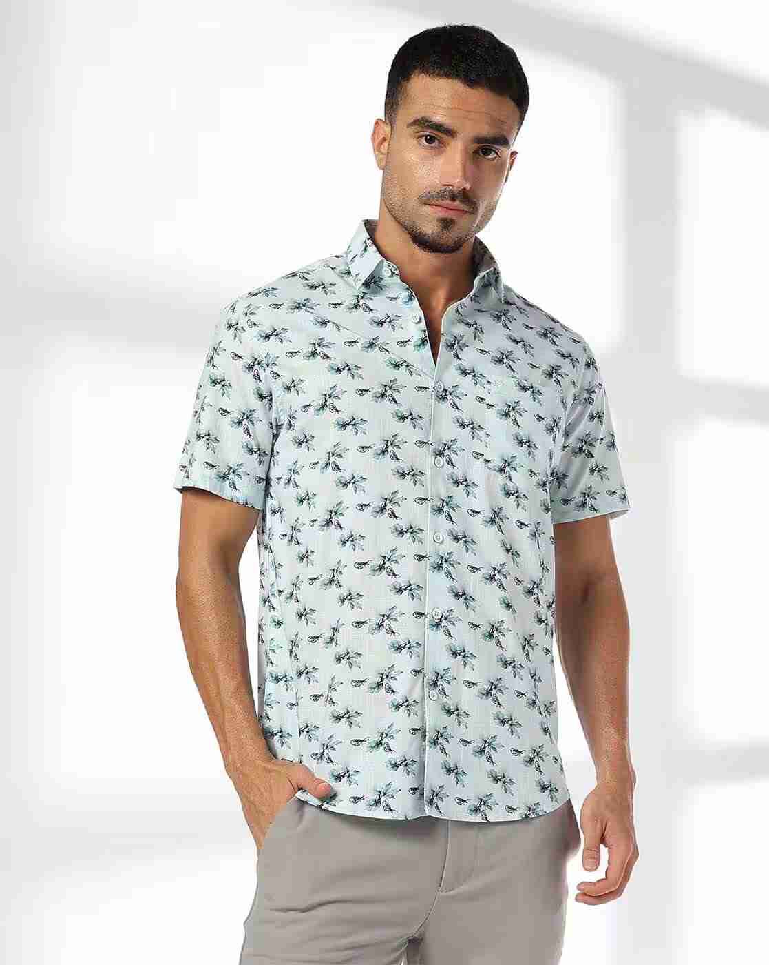 John Players | Men Floral Print Slim Fit Shirt|3