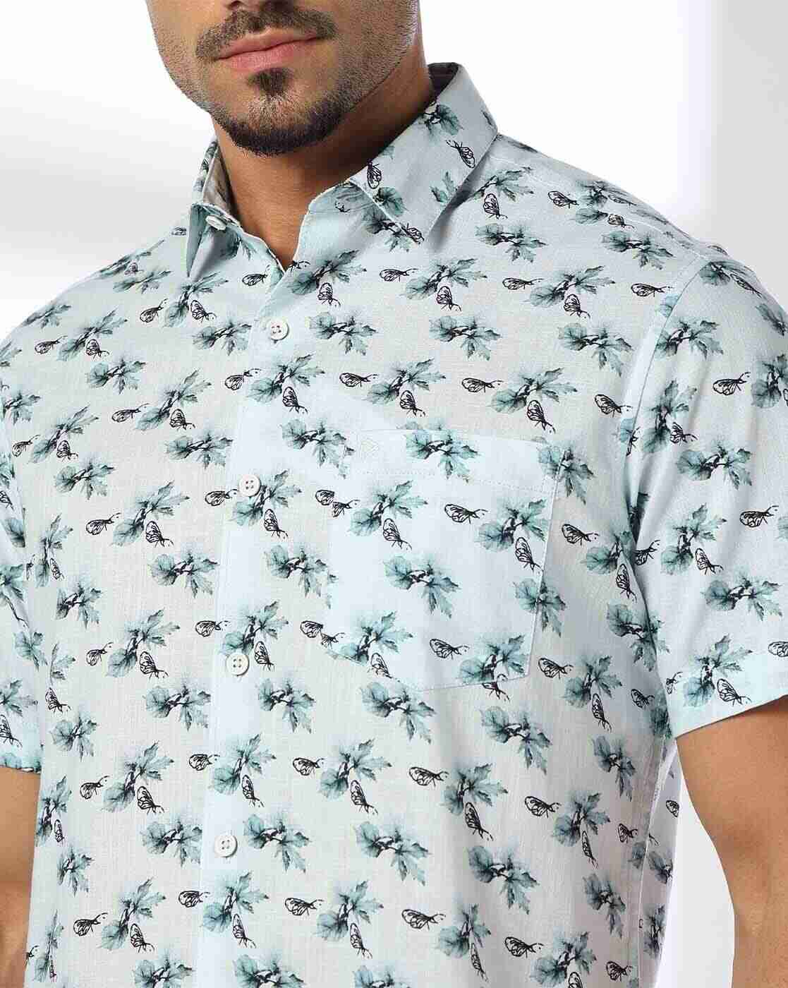 John Players | Men Floral Print Slim Fit Shirt|4