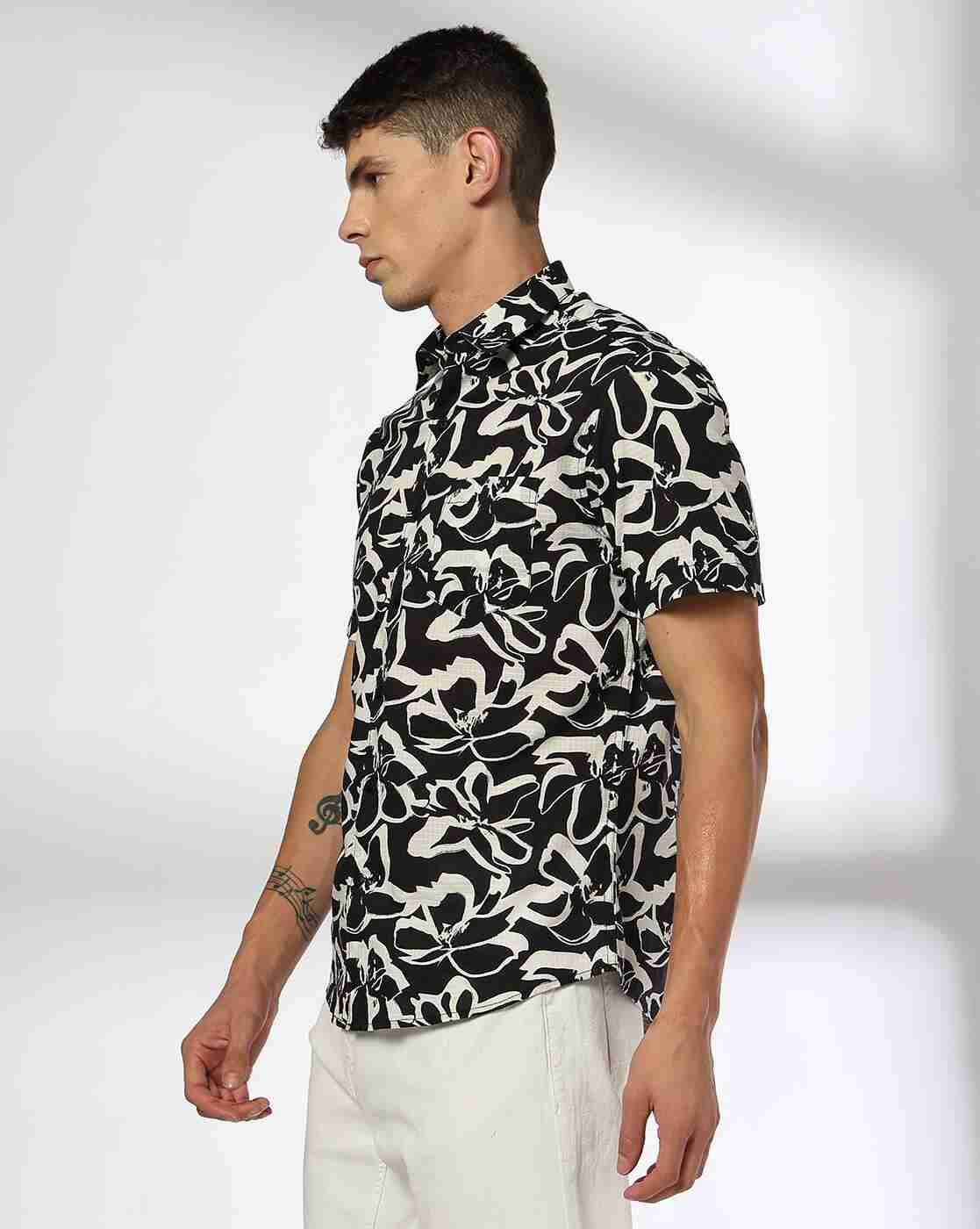 JOHN PLAYERS | Men Floral Print Slim Fit Shirt|1