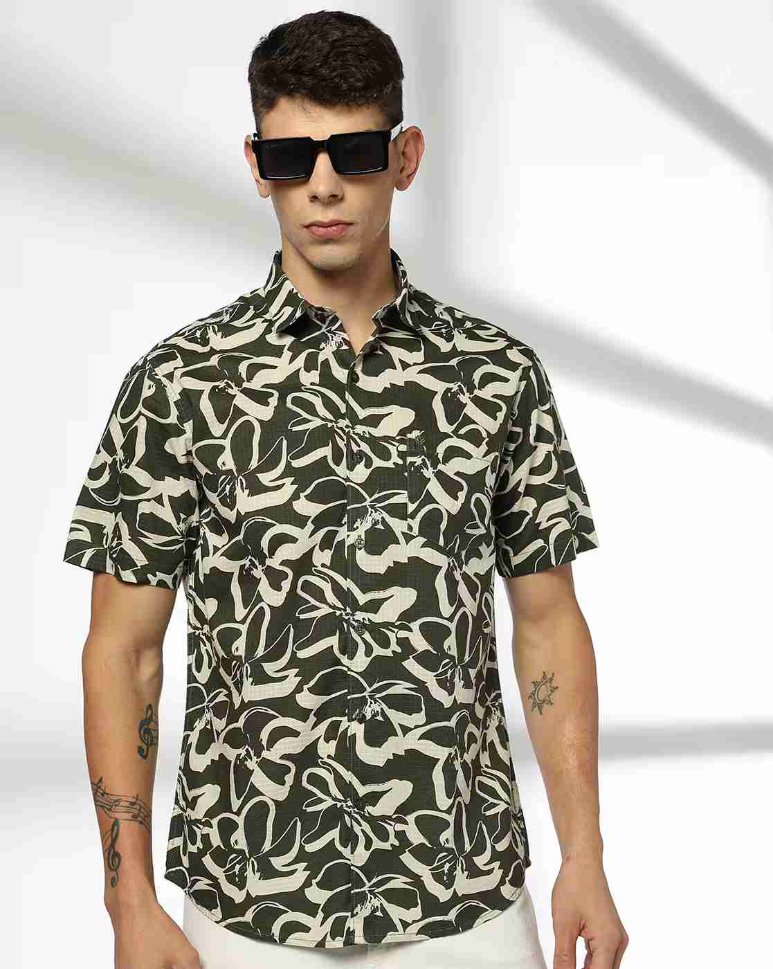 JOHN PLAYERS | Men Floral Print Slim Fit Shirt|0