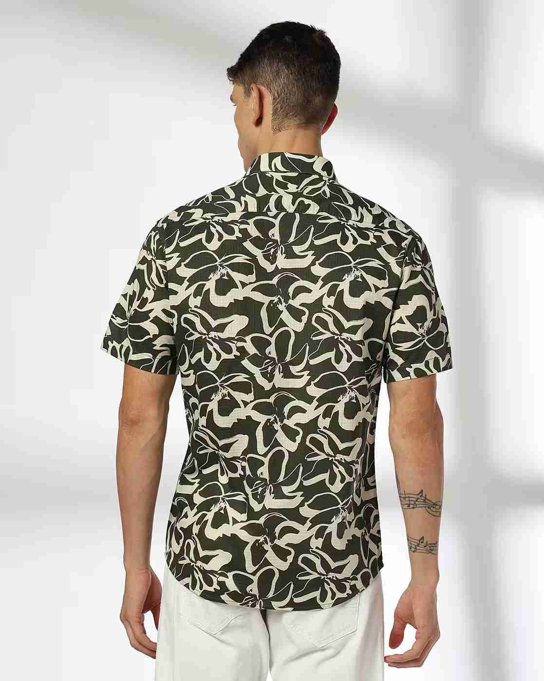 JOHN PLAYERS | Men Floral Print Slim Fit Shirt|2