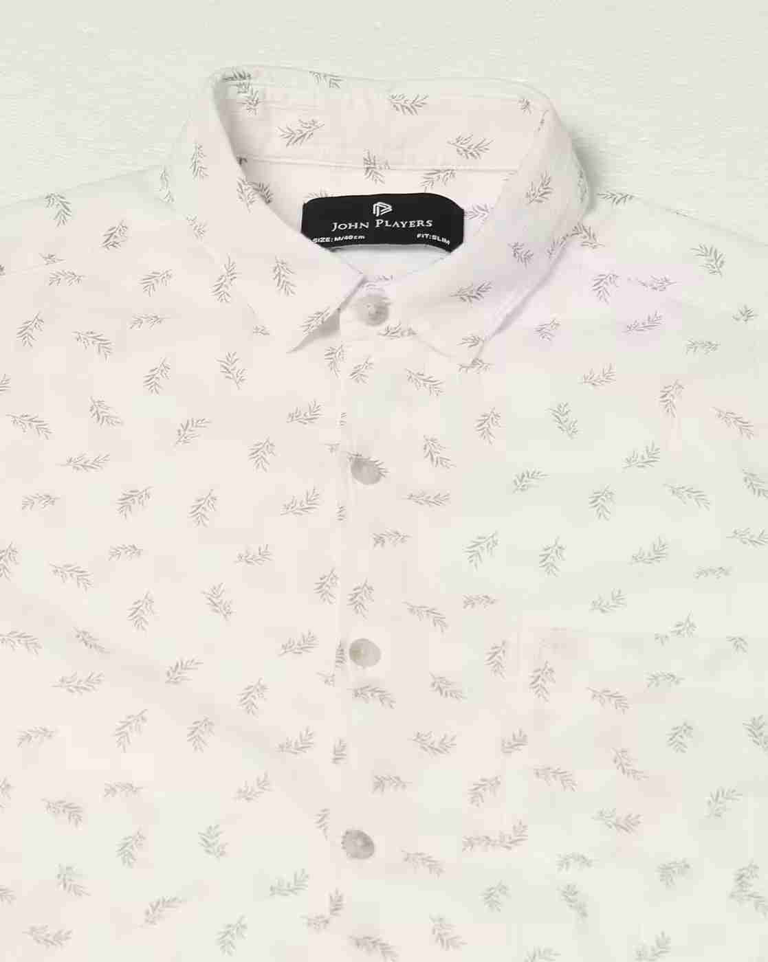 JOHN PLAYERS | Men Leaf Print Slim Fit Shirt with Patch Pocket|5