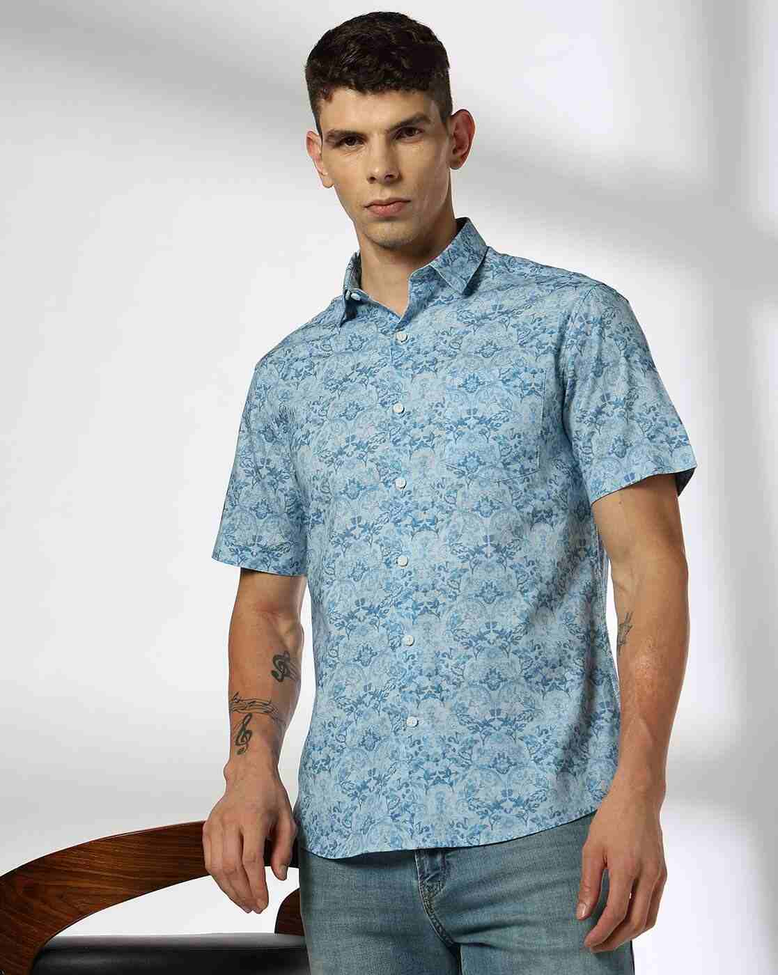 JOHN PLAYERS | Men Floral Print Slim Fit Shirt with Patch Pocket|0