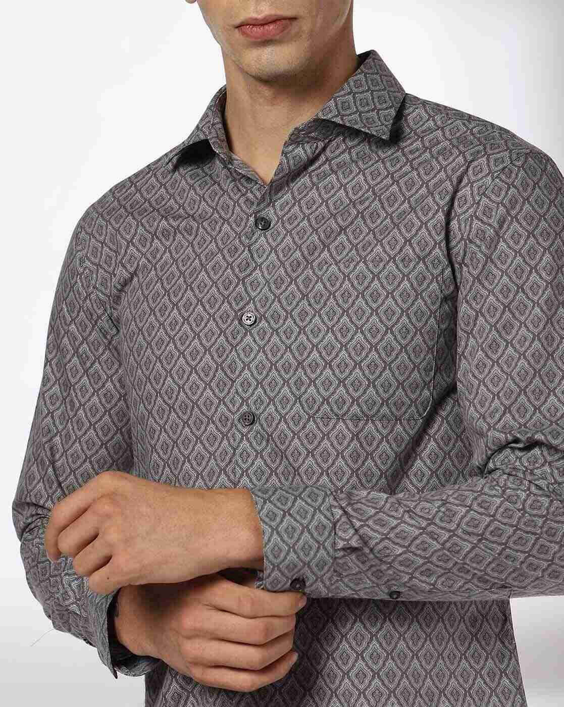 JOHN PLAYERS | Men Geometric Print Slim Fit Shirt with Patch Pocket|4