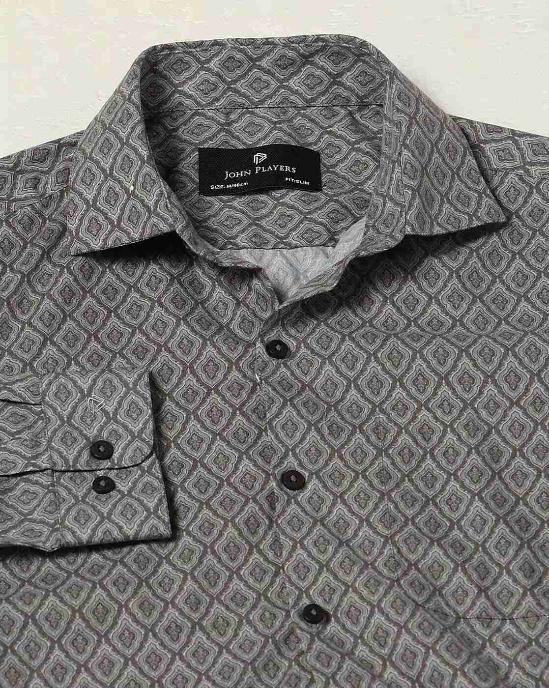 JOHN PLAYERS | Men Geometric Print Slim Fit Shirt with Patch Pocket|5