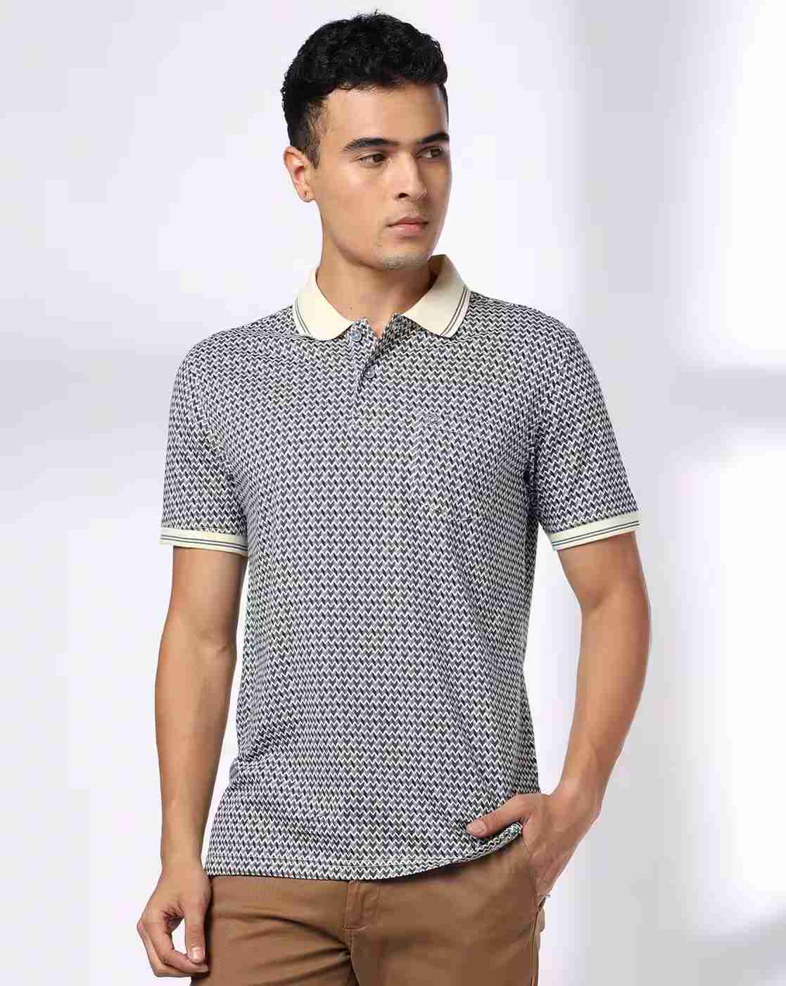 John Players | Men Geometric Print Slim Fit Polo T-Shirt|0