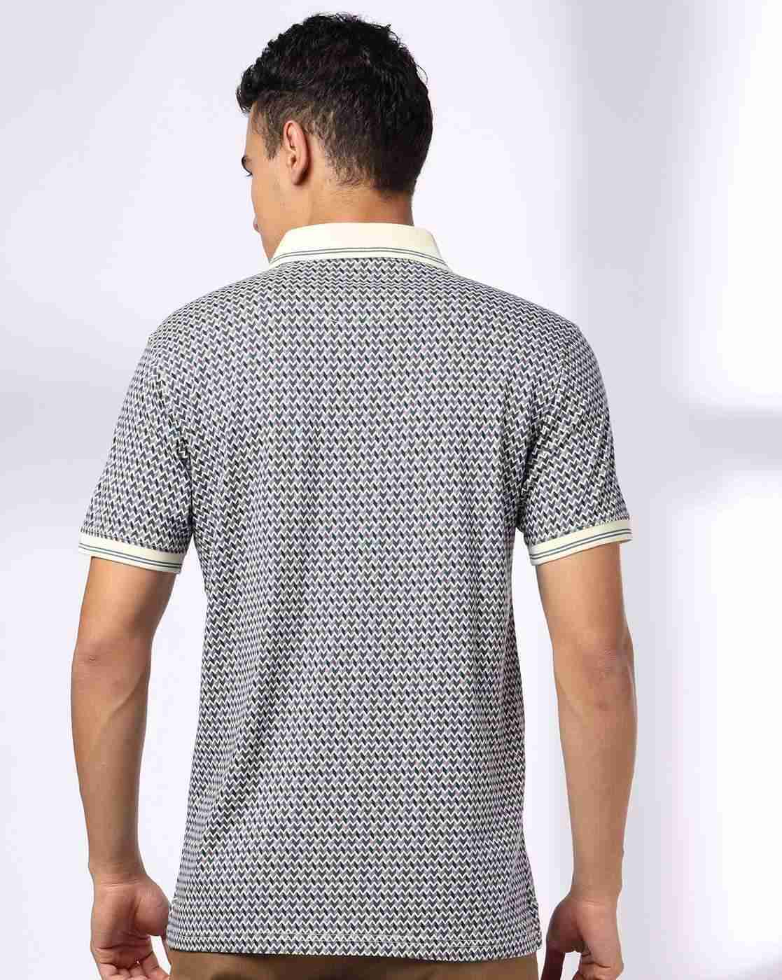 John Players | Men Geometric Print Slim Fit Polo T-Shirt|2