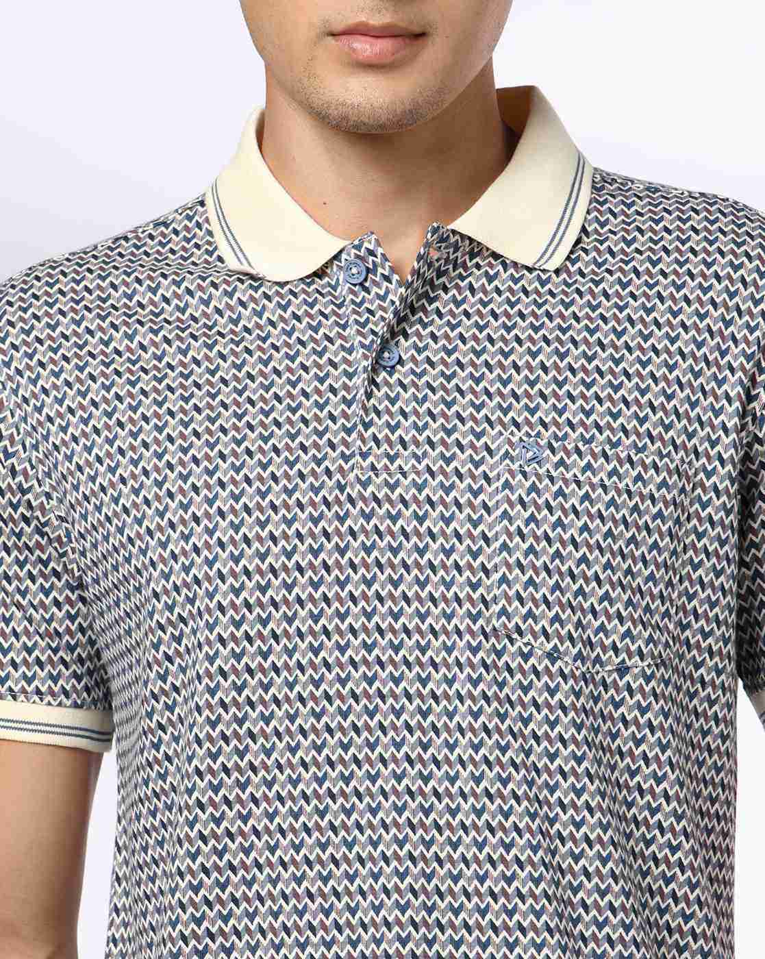 John Players | Men Geometric Print Slim Fit Polo T-Shirt|3