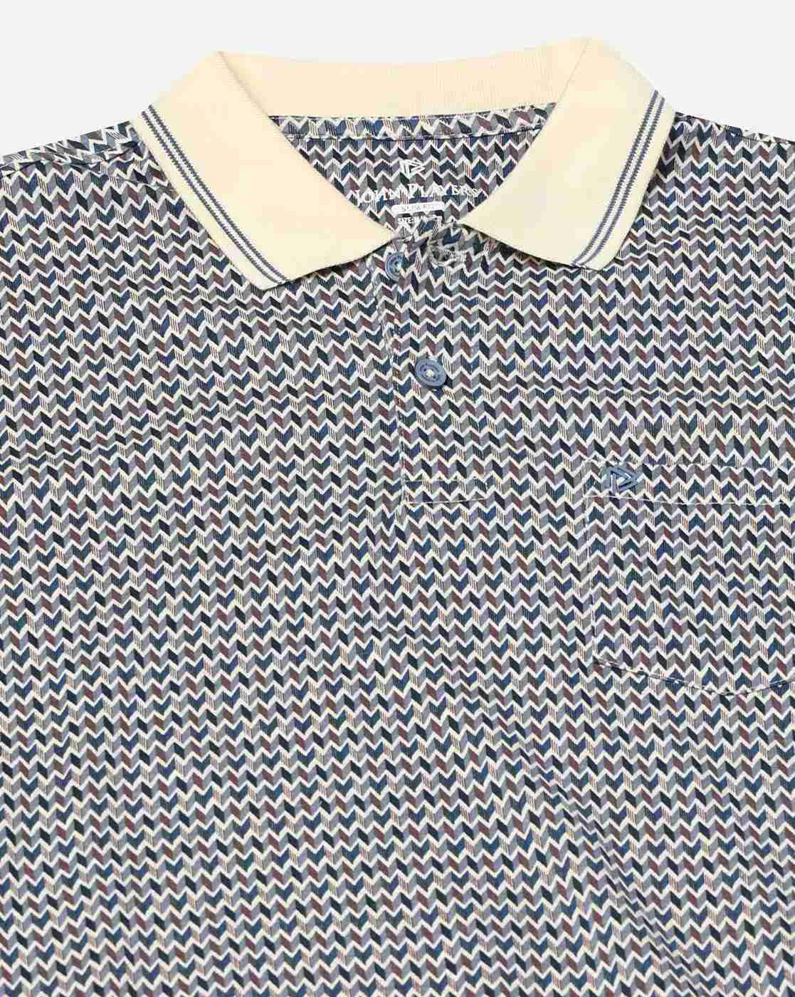 John Players | Men Geometric Print Slim Fit Polo T-Shirt|4