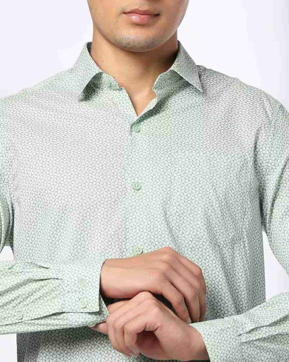 John Players | Men Printed Slim Fit Cotton Shirt|4