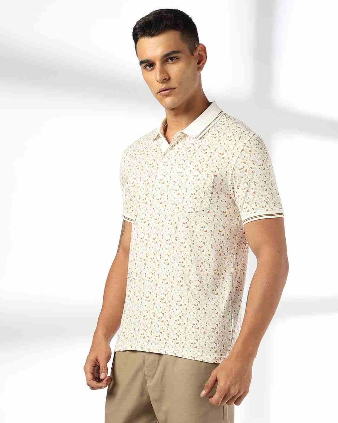 JOHN PLAYERS | Men Geometric Print Slim Fit Polo T-Shirt|1