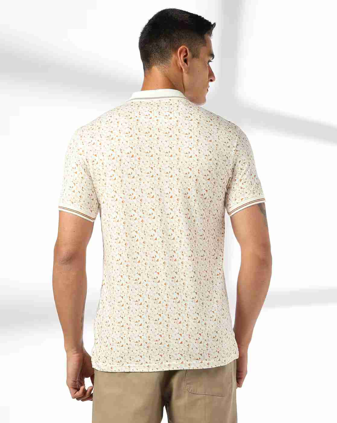 JOHN PLAYERS | Men Geometric Print Slim Fit Polo T-Shirt|2